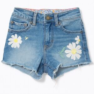 Boden Blue Denim Shorts with Daisy Embroidery